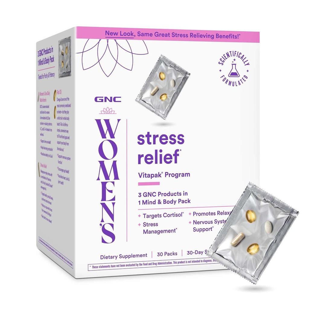 GNC Women's Stress Relief Vitapak, Stress & Cortisol Management, 30 Count