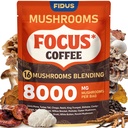 Fidus 16 in 1 Mushroom Coffee with 8000mg Adaptogenic Mushrooms with Ashwagandha, Probiotic, Magnesium and Lion's Mane Instant Mushroom Coffee for Focus, Energy, Immunity & Digestion, 40 Servings