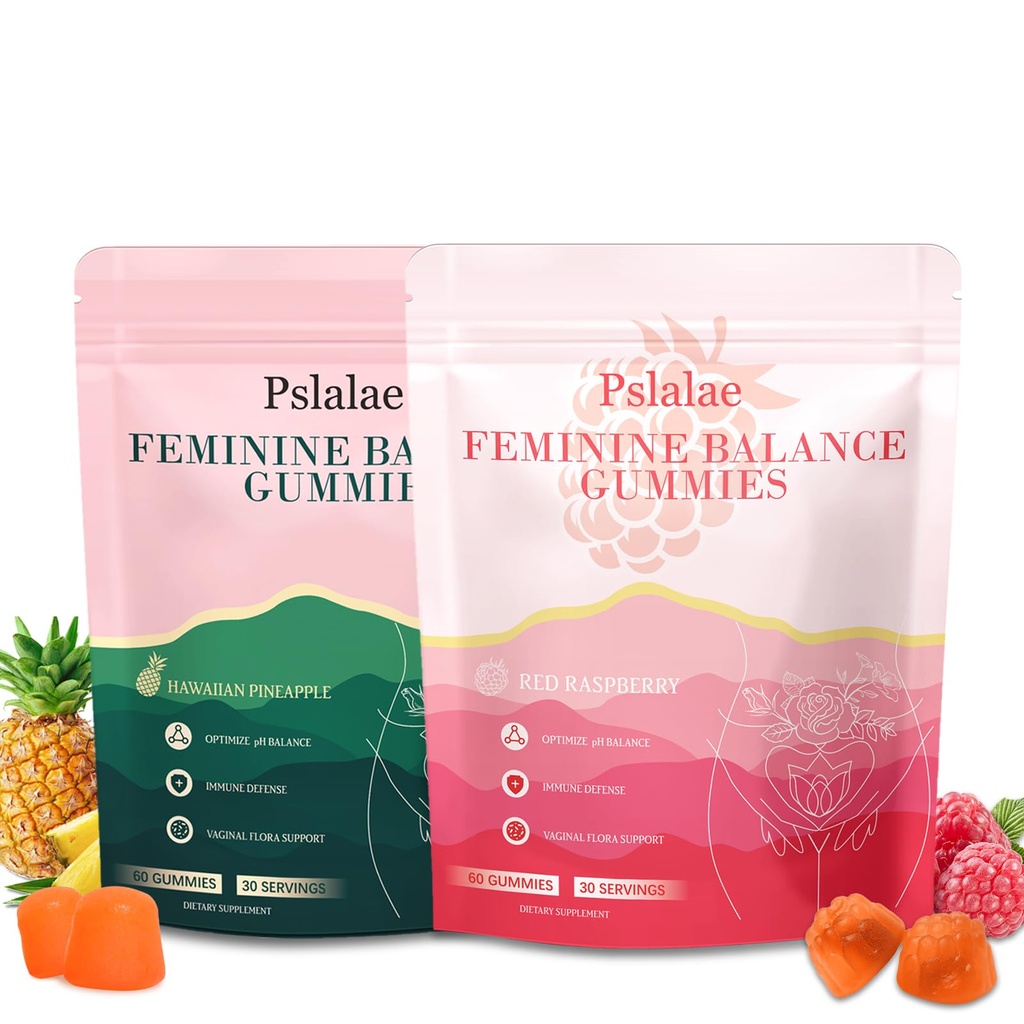Premium Feminine Balance Gummies for Women, pH Balance, Immune & Digestive Support – Vegan, Gluten-Free – 60 Gummies (30-Day Supply)