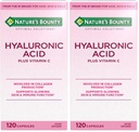 Nature's Bounty Vitamin C and Hyaluronic Acid Supplement, Supports Glowing Skin, Immune Function & Collagen Production, 120 Capsules - 60 Day Supply, Optimal Solutions Supplements for Skin Health