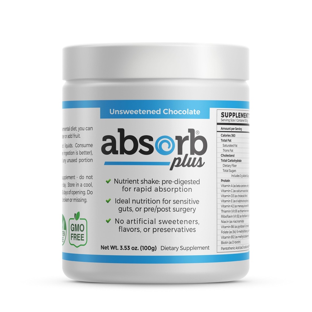 Isolate Protein - Diet Supplement for Improved Gut Health, Extra Nutritional Support, Non-GMO, Gluten-Free, Lactose-Free, Casein-Free (100 g, Unsweetened Chocolate)