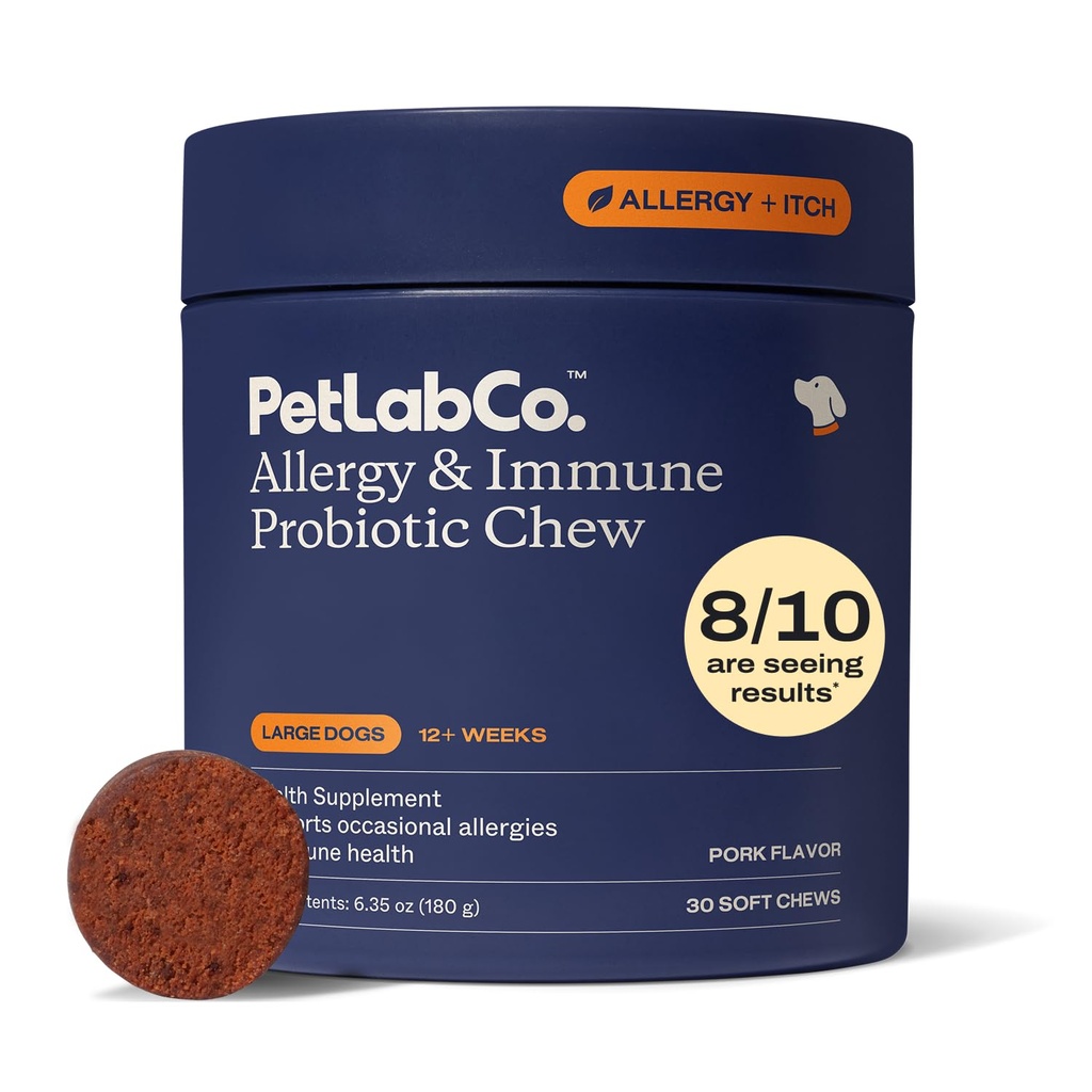 PetLab Co. Allergy & Immune Daily Probiotics for Dogs. Unterstützt Hefeproduktion, Saisonale Allergien, Intermittierende Itchiness, Gut & Digestive Health für große Hunde - 30 Chews - Packaging May Vary