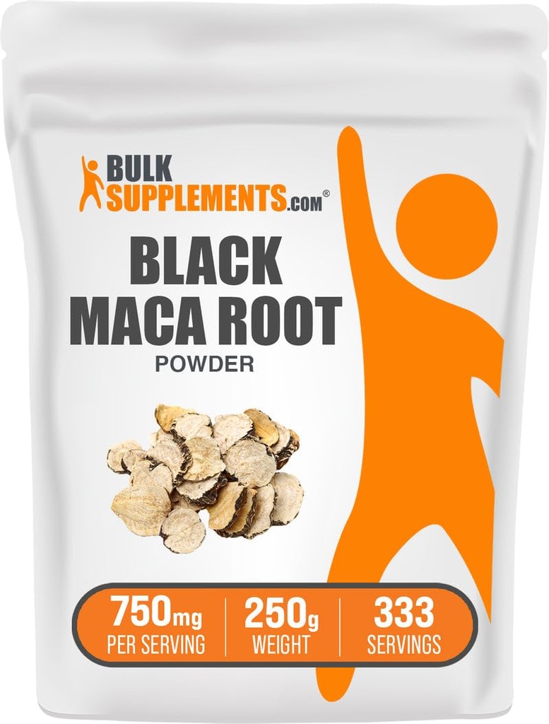 BulkSupplements.com Black Maca Powder - Black Maca Root Supplement, Kräuterergänzung für Herren & Frauen - Vegan, Glutenfrei, 750mg pro Servierung, 250g (8.8 oz) (Pack von 1)