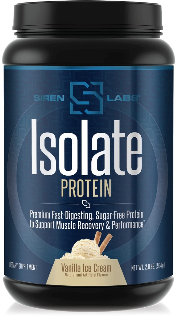 SIRENLABS Isolate Premium Whey Protein Powder Keto Isolate and Hydrolysate with Amino Acids Including Glutamine for Lean Muscle Growth and Recovery - Vanilla Ice Cream (30 Servings)