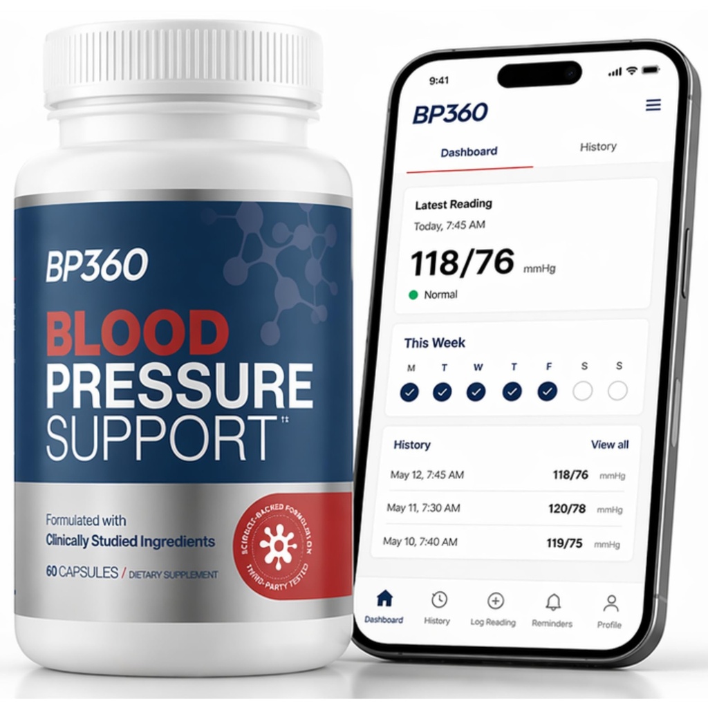 Blood Pressure Supplements NSF Contents Certified - Clinically Studied Ingredients - Third Party Tested Natural Blood Pressure Support - Includes Free BP Tracking Companion App