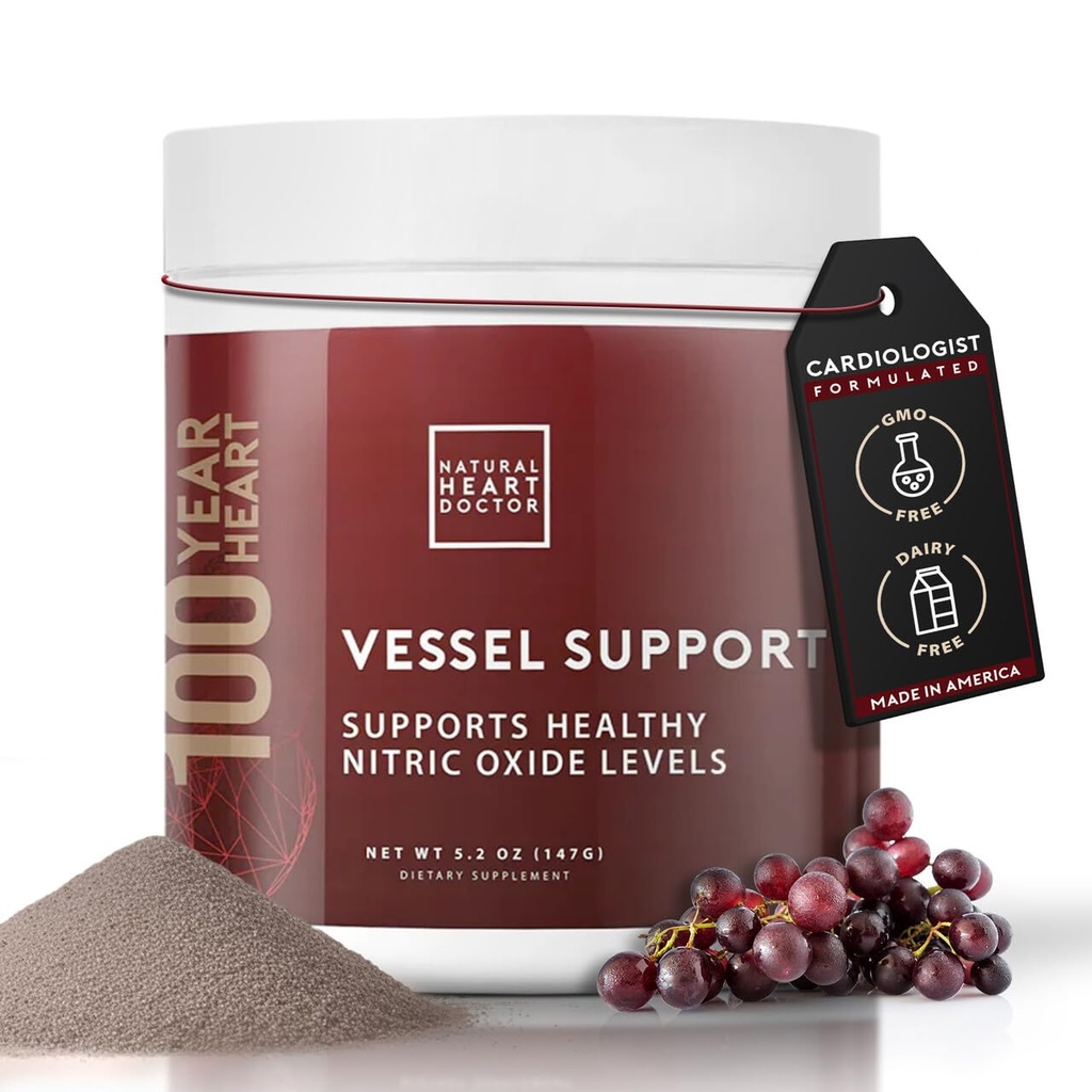 Vessel Support High Blood Pressure Supplement - Nitric Oxide Supplement with L-Arginine & Grape Seed Extract – Nitric Oxide Booster for Vascular Wellness - Made in USA - 5.2 Oz