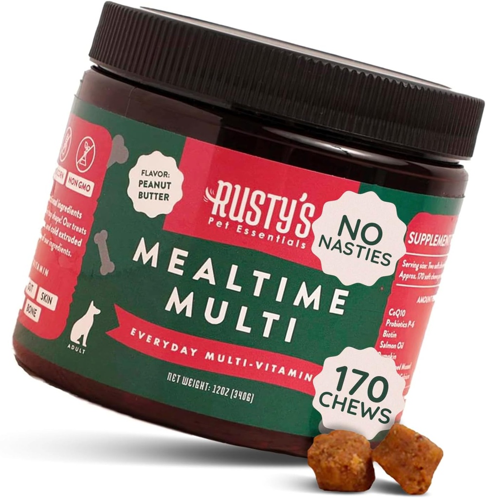 Premium Dog Multivitamin Supplement (170 Chews) - Mealtime Multi - mit CoQ10 - Probiotics - Kürbis - Immununterstützung - Fördert bessere Gelenkmobilität - Gesunde Haut & Coat - Made in USA