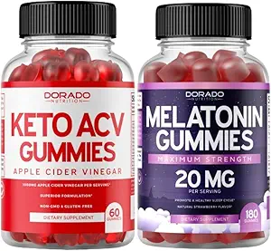 Keto ACV Gummies (60 Count) Advanced Weight Loss Formula und Melatonin Gummi (180 Count) - Schnell lösen Melatonin Gummy für Erwachsene mit hoher Potenz - Non GMO, Vegan Supplement & Made in USA