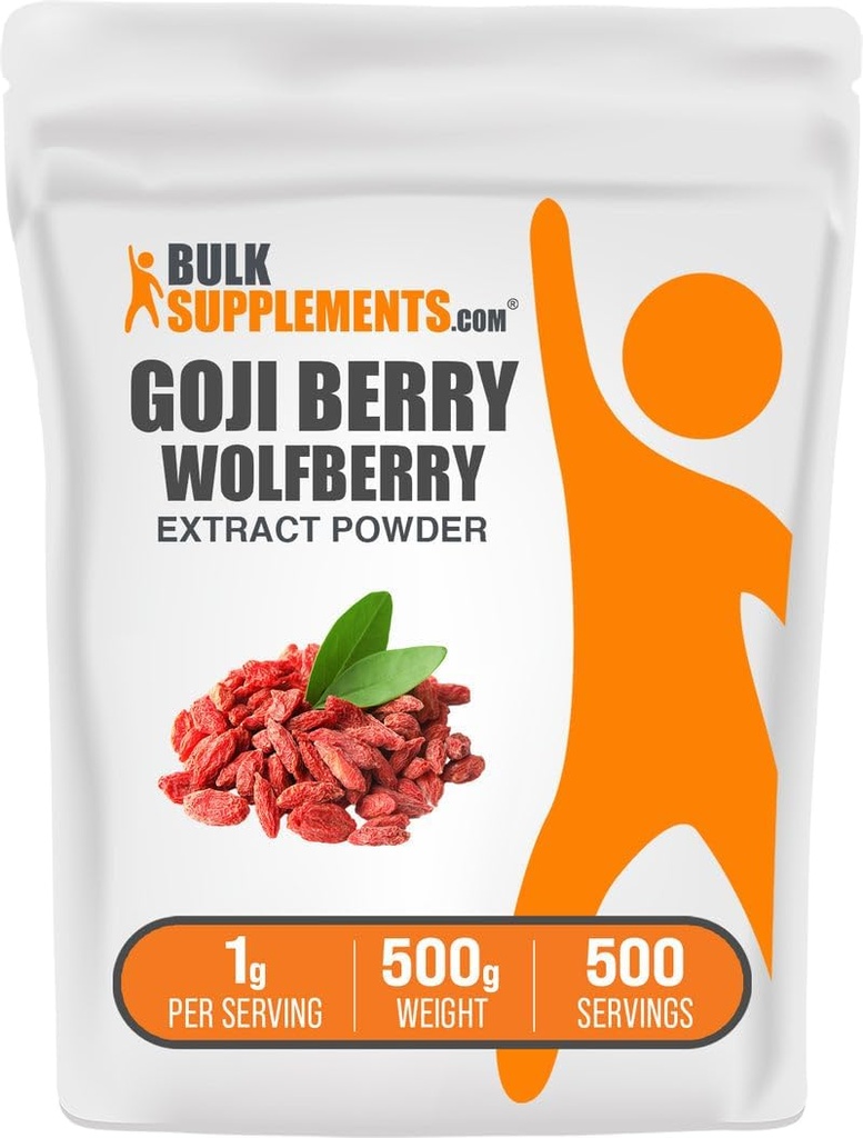 BulkSupplements.com Wolfberry Extrakt Pulver -Goji Beeren Beilage, Fruchtpulver - Vegan & Glutenfrei, 1g pro Servierung, 500g (1.1 lbs) (Pack von 1)