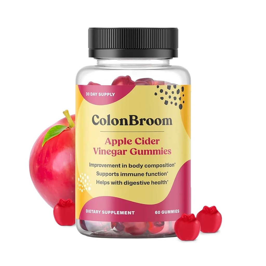 ColonBroom Apple Cider Vinegar Gummies for Women, 60 Gummies, 30 Day Supply, Vegan, Non-GMO Supplement – Supports Body Composition, Boost Metabolism & Improves Digestive Wellness