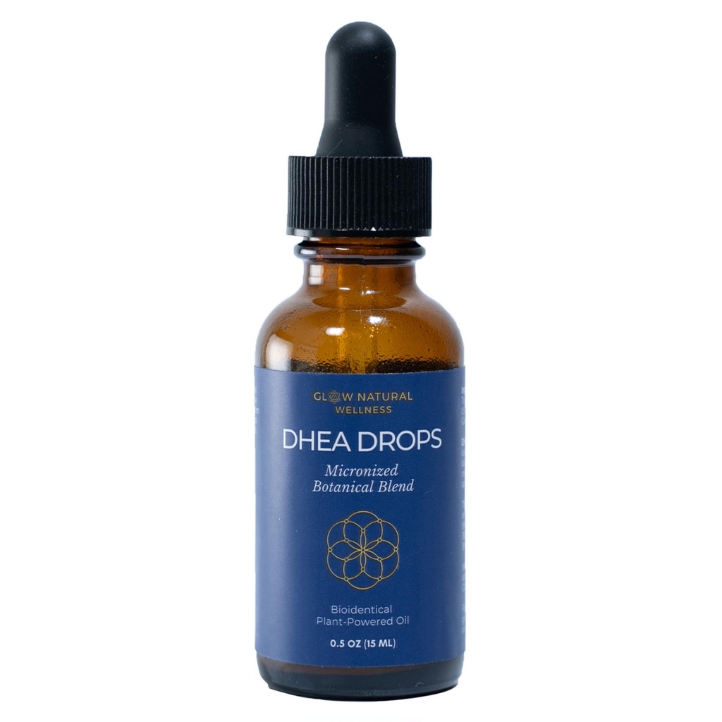 Glow Natural Wellness DHEA Drops - Plant-Based Liquid Supplement for Women & Men with Maca, Saw Palmetto, Ginger in MCT & Vitamin E Base - 0.5 oz