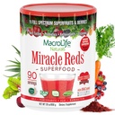 MacroLife Naturals Miracle Reds Superfood Supplement Pulver Antioxidantien Polyphenole Enzyme Probiotics - Rohe Non-GMO Bio Vegan Gluten & Dairy Free - 30oz (90 Portionen) 30oz