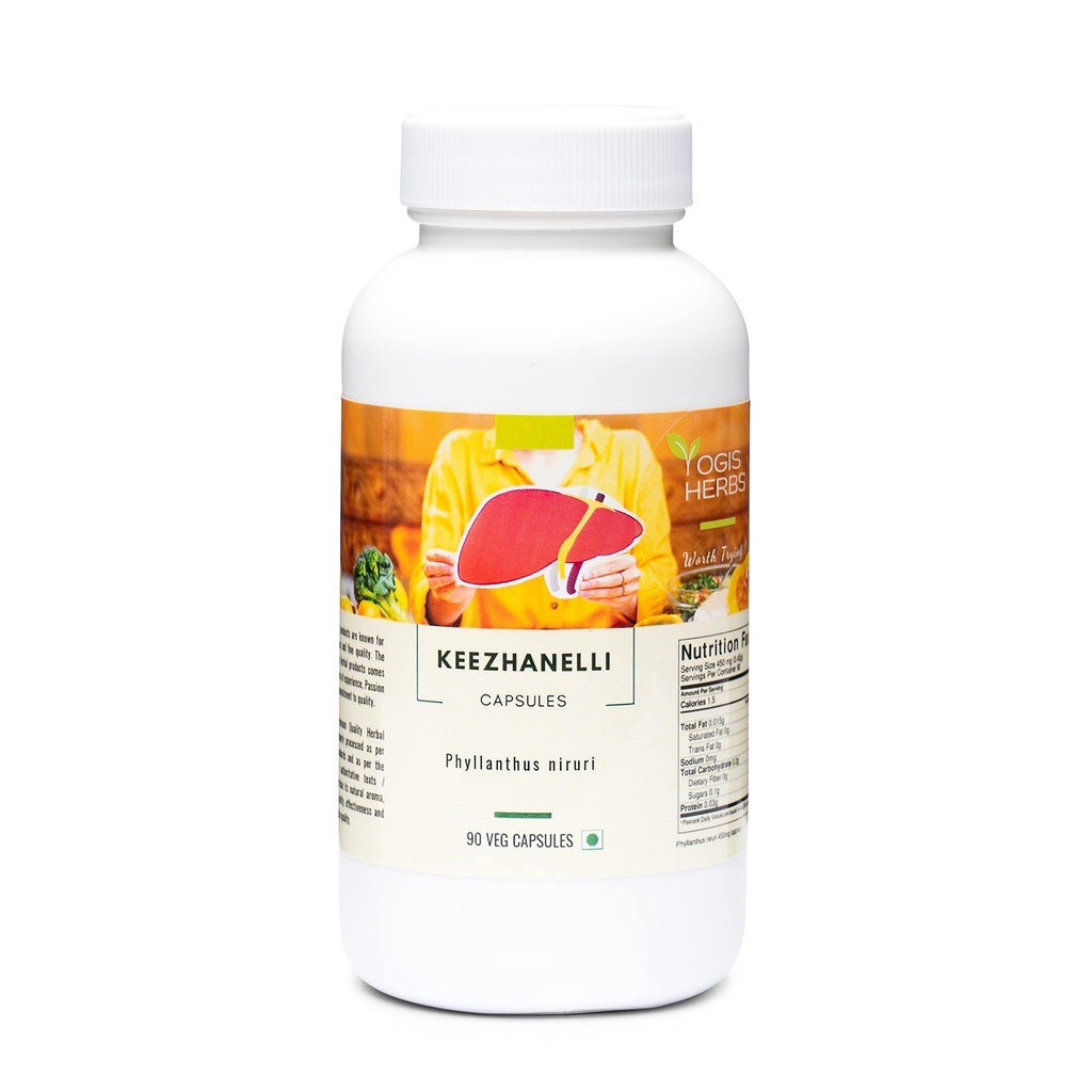 YOGIS HERBS Keezhanelli Capsules (Phyllanthus Niruri) 90 Veg Capsules – Chanca Piedra Stone Breaker – Liver, Kidney & Gallbladder Support