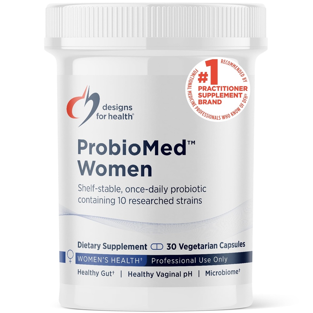 Designs für Gesundheit ProbioMed Frauen - Vaginale Probiotika zur Unterstützung von pH-Balance, Vaginale Komfort, Immungesundheit und Darmgesundheit für Frauen - Milchfreies Probiotikum (30 Kapseln)