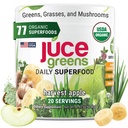 Terra Kai Organics JUCE Green Superfood Powder, Organic Fruits and Veggies Supplement W/ 77 Superfoods Plus Prebiotic Probiotic Blend, Harvest Apple Flavor - 20 Servings (250 g)