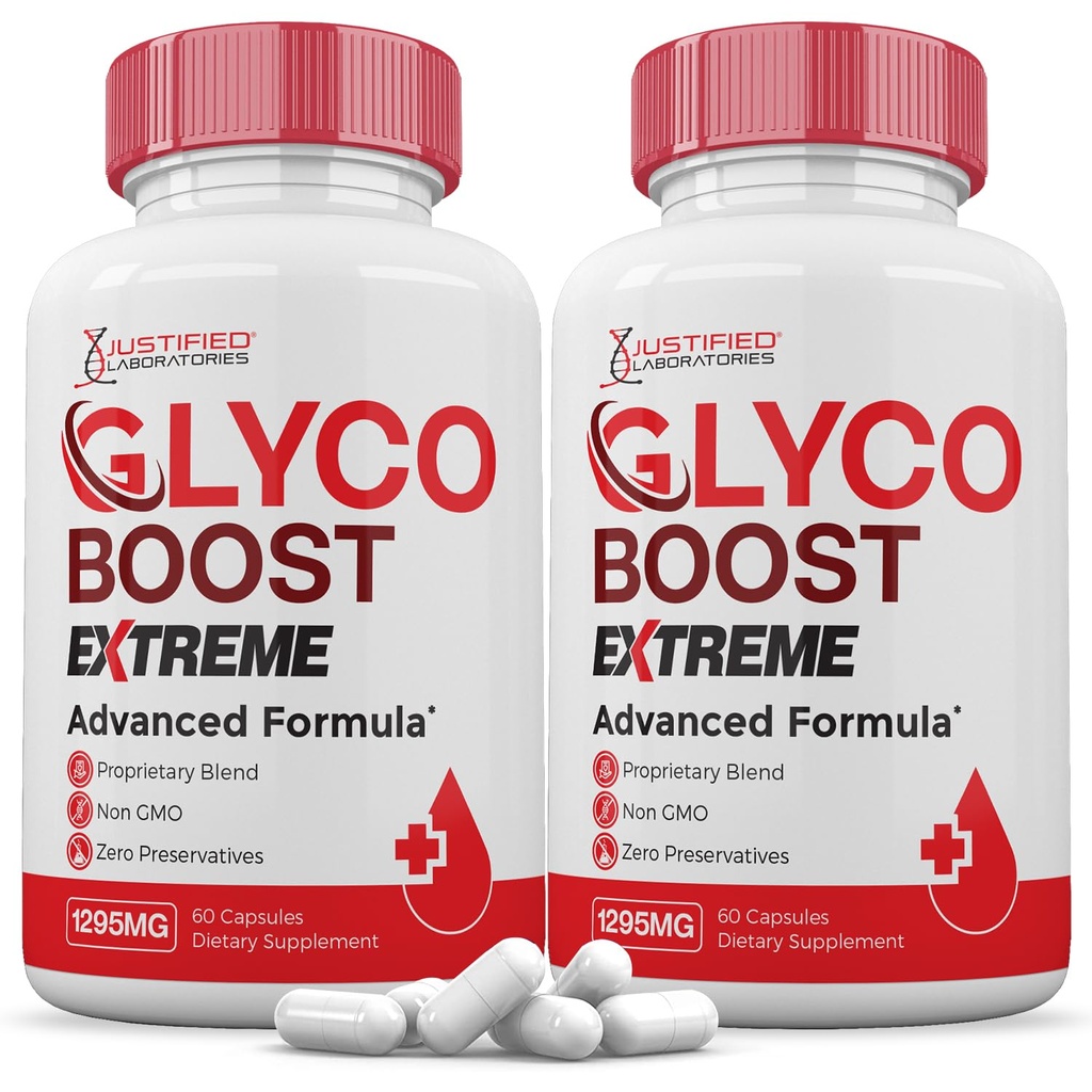 (2 Pack) Glyco Boost Pills Extreme 1295MG Glycogen Support Advanced Formula Glycoboost Gluco Support Formulated with Turmeric Berberine Resveratrol Garlic Bitter Melon Milk Thistle 120 Capsules