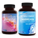 BioEmblem Triple Magnesium Complex, 180 Capsules & Digestive Enzymes - 10 Enzymes w/ 12 Strain 1 Billion CFU Probiotics for Nutrient Absorption, 60 Capsules