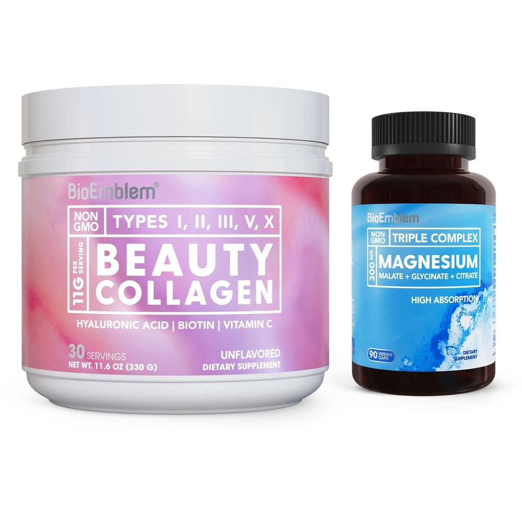 BioEmblem Beauty Collagen Hydrolyzed Multi-Collagen Peptides & Triple Magnesium Complex
