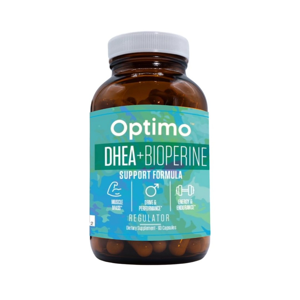 Optimo DHEA und BioPerine für maximale Stärke und Absorption 50mg | Optimieren Hormone Levels l Boost Energy l Stamina l Vitality l Metabolism | für Männer und Frauen l 60 Kapseln