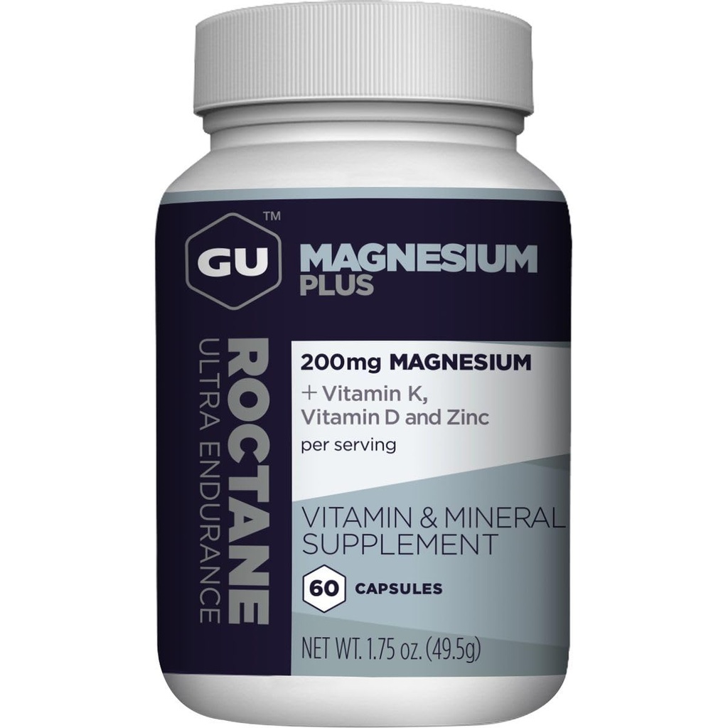 GU Energy Roctane Magnesium Plus Kapseln mit Vitamin K, D und Zink, Informierte Wahl, Erholungsunterstützung nach jedem Training, 60-Count Bottle (1-Monat-Versorgung)