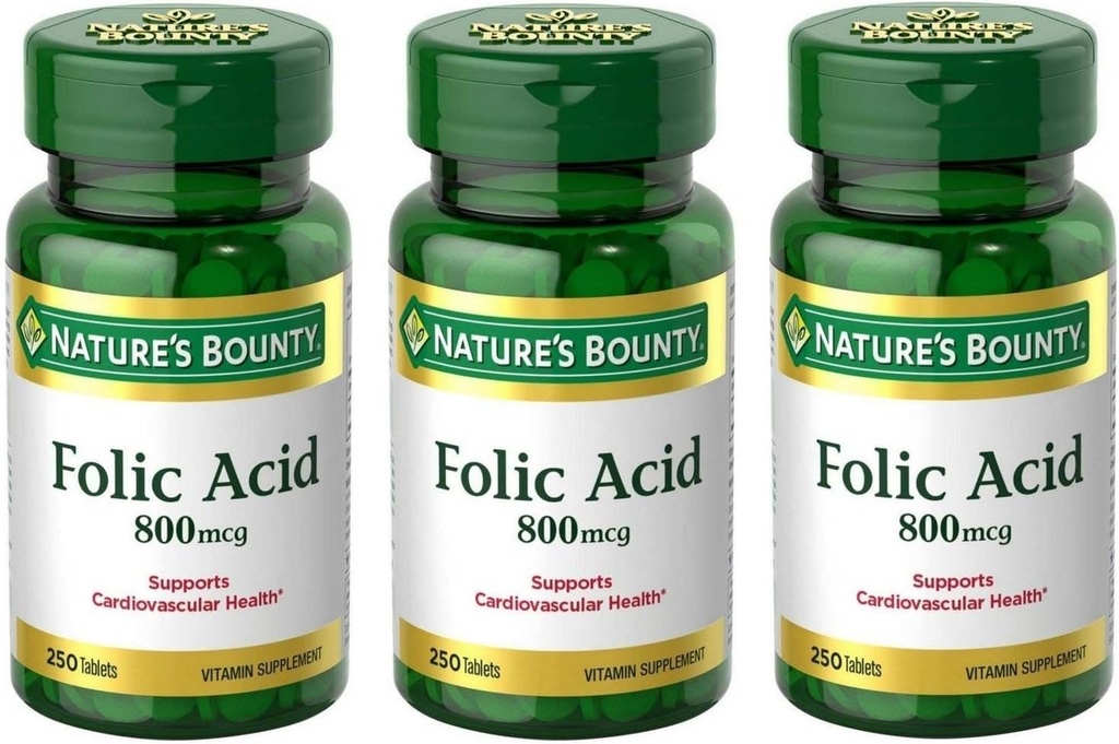 Folsäure 800 mcg Tabletten Maximale Stärke, 3 Flaschen (250 Zähler)
