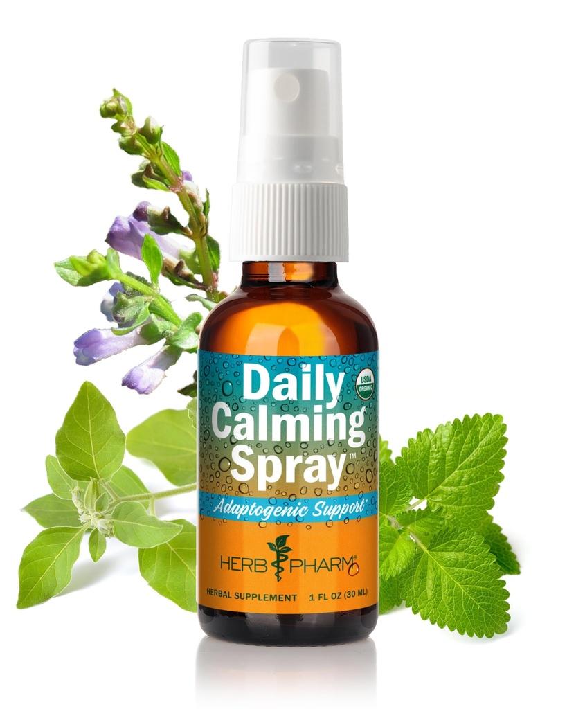 Kräuter Pharm Kräuter auf dem Go Certified Organic Daily Calming Portable Spray, Adaptogenic Support*, 1 Unze