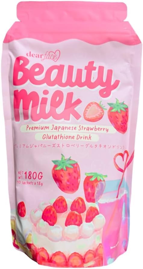 Dear Face Beauty Milk Glutathione Collagen Japanese Strawberry Powdered Drink 180g