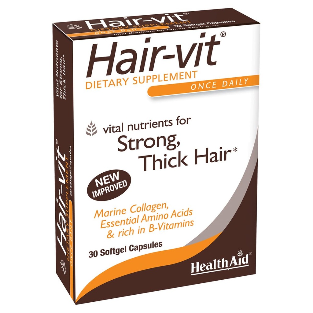 HealthAid Hair-VIT, 30 Capsules, Once Daily, Vital Nutrients for Strong, Thick, & Shiny Hair, Rich in B- Vitamins & Essential Amino Acids