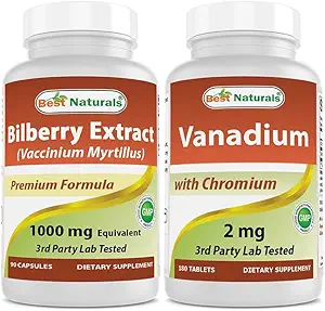 Best Naturals Bilberry Extract 1000mg & Vanadium 2 mg mit Chromium