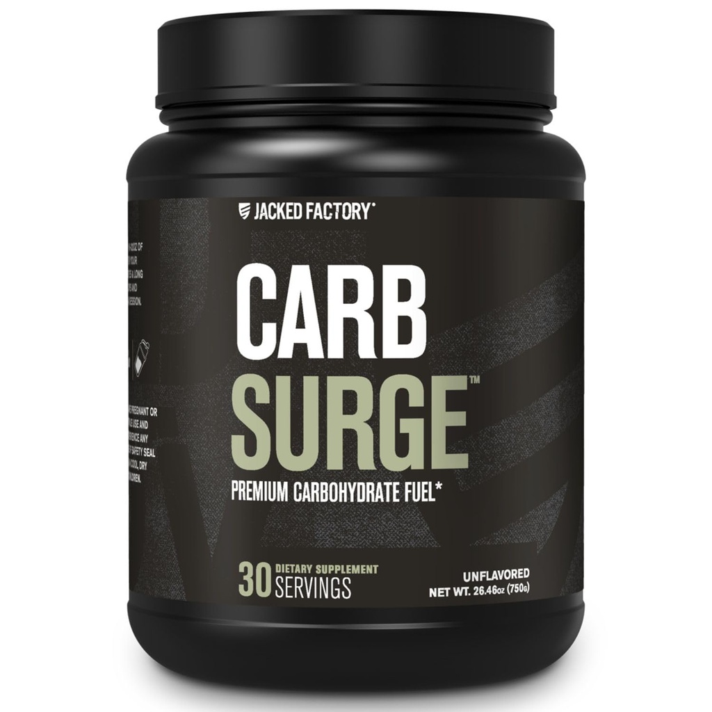Jacked Factory Carb Surge - Premium Carbohydrate Powder with Carb10 Pea Starch & Cluster Dextrin for Fast-Acting Intra Workout Carbs & Increased Energy - 30 Servings, Unflavored