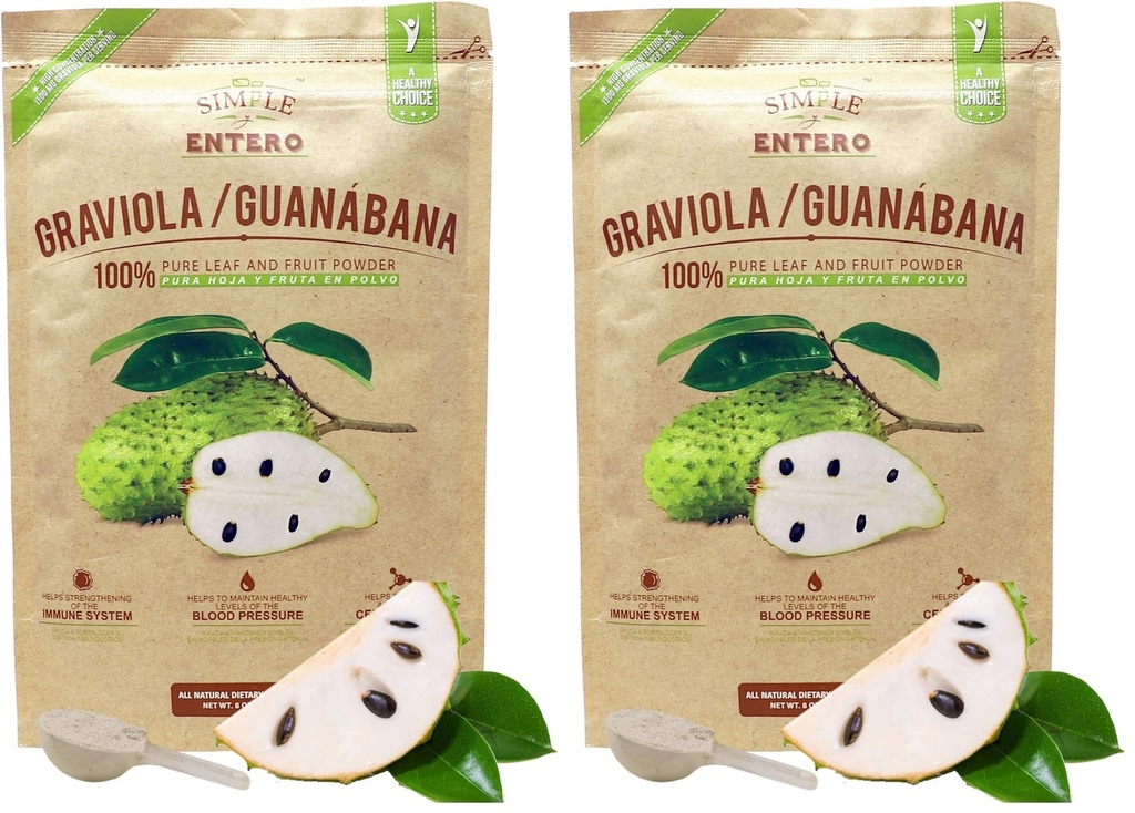 Graviola/Guanabana, 100% Pure Leaf Powder, Helps You Boost Your Immune System, Vegan, 8 Oz, Bag (Pack of 2)