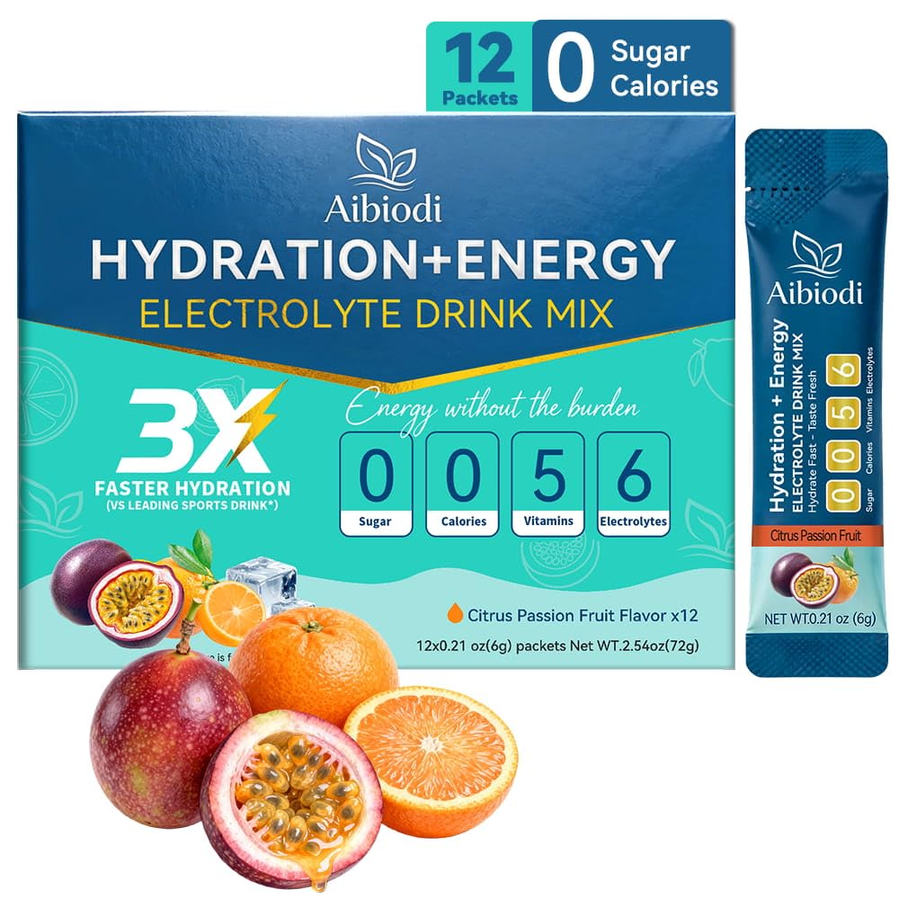 Electrolytes Powder Packets - Sugar Free & Zero Calorie Liquid Daily IV Drink Mix - Instant Hydration & Energy Supplement with 6 Electrolytes and 5 Vitamins, Keto Friendly & Vegan - 12 Sticks