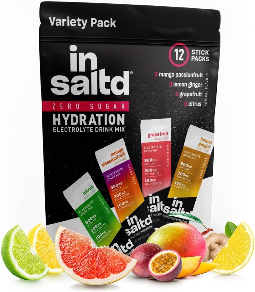 Sugar-Free Electrolyte Powder Hydration Packets | High Potency Clean Electrolytes Without Stevia | Zero Calorie Electrolytes for Fasting | Water Additive Drink Mix (Variety Pack)