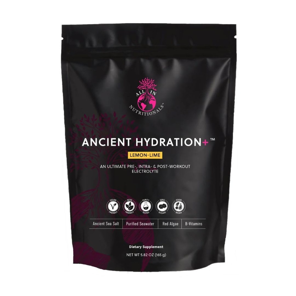 Ancient Hydration Plus™ – Electrolytes Designed for Fasting Support | Clean, Food-Based Formula with Coconut Water, Sea Minerals & B-Vitamins | Sugar-Free Hydration Supplement (Lemon-Lime)