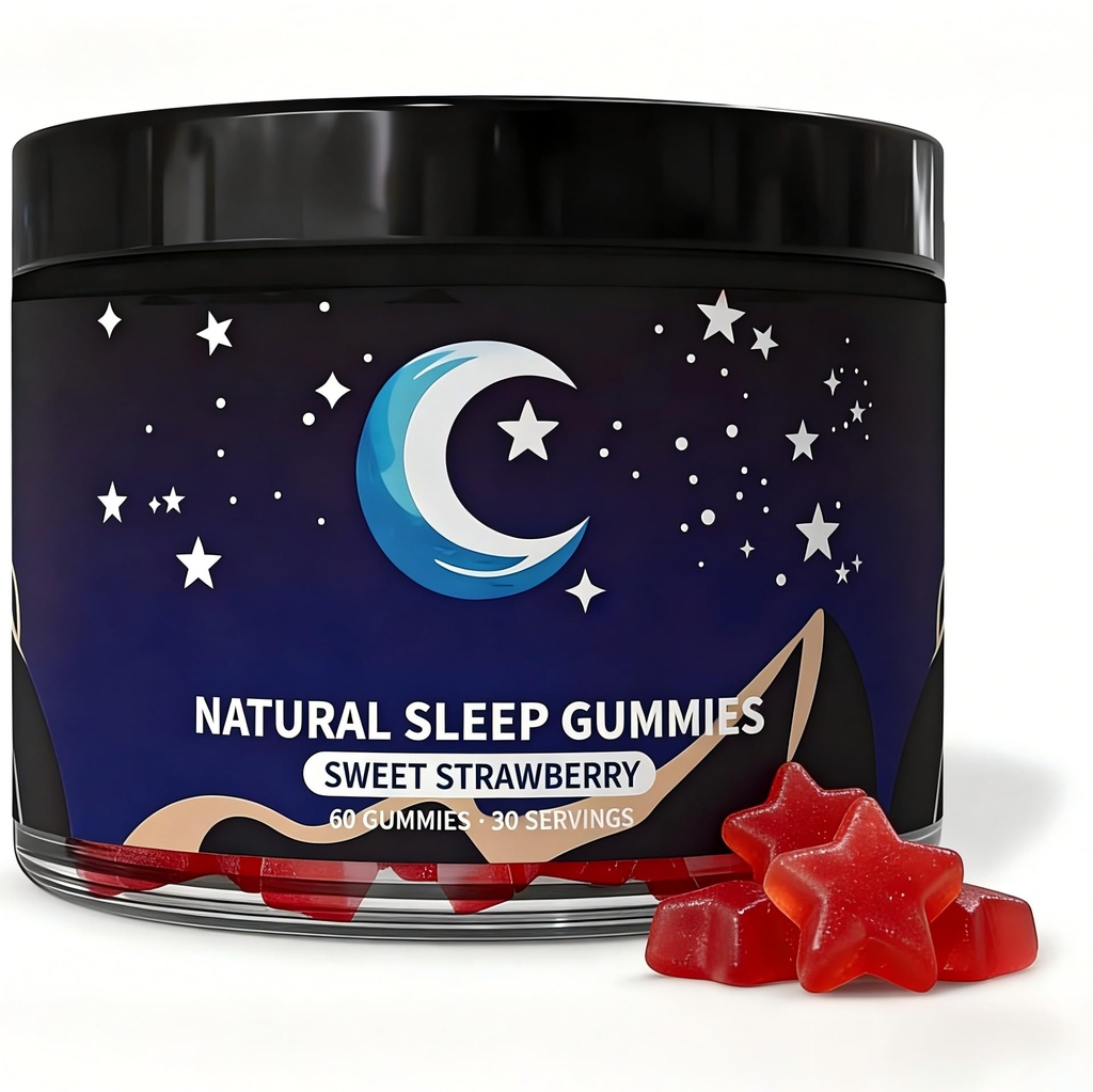 Natural Sleep Gummies for Adults - Melatonin Free Supplement - Sleep+ Gummies for Adults - Promote Deep Restful Sleep Naturally Relaxing - 60 Count (1pcs)