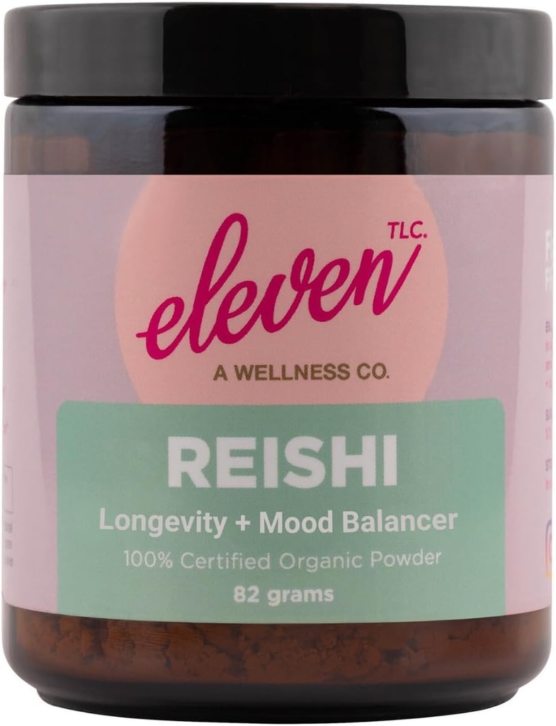 Eleven TLC, Organic Reishi Mushroom Powder, US Grown, 3rd Party Getestet, Ganoderma Lucidum, Balance Mind, Körper, Energie, Immune Wellness, Vegan, GMO-frei, 40 Servierungen (9 Ounce, Reishi)