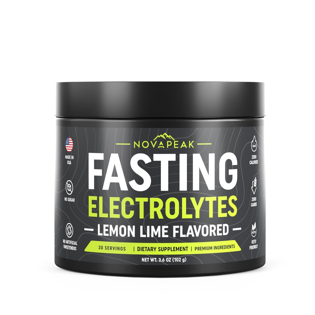 Fasting Electrolytes - Fast Hydration & Fasting Salts - Electrolytes for Fasting - Fasting Supplement - 30 Servings, Lemon Lime