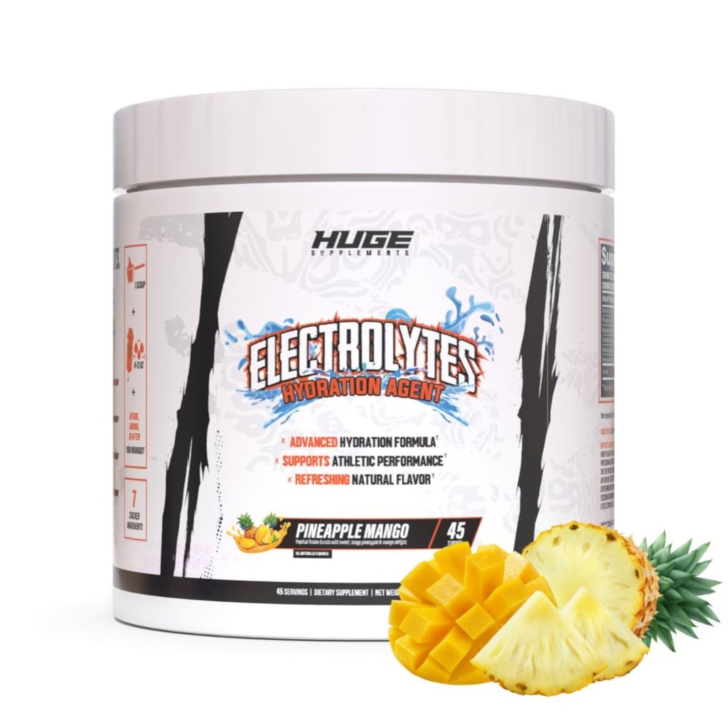 Huge Supplements Electrolytes Powder - Advanced Hydration Formula with Full Electrolyte Profile - Sugar Free, No Artificial Flavors or Colors - 45 Servings (Pineapple Mango)