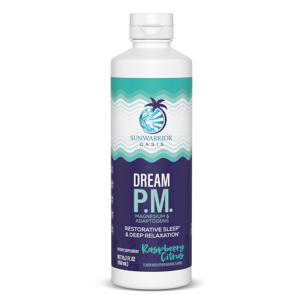 Liquid Magnesium Sleep Aid with Adaptogens – Magnesium Bisglycinate, Reishi, Lemon Balm & L-Theanine – Calm Mind, Stress Relief, Vegan, Non-GMO Liquid Dream PM | Raspberry Citrus Flavored, 30 Servings