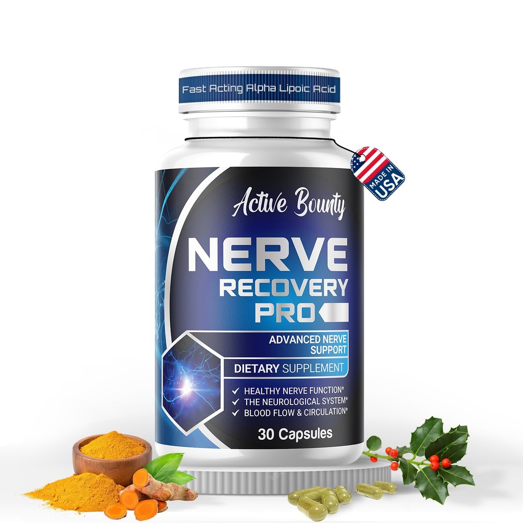 Nerve Recovery Pro – Nerve Support Supplement mit Alpha Lipoic Acid, Turmeric & Acetyl-L-Carnitin – Unterstützt gesunde Nervenfunktion, Zirkulation & Blutfluss – 30 Kapseln - 1 Packung