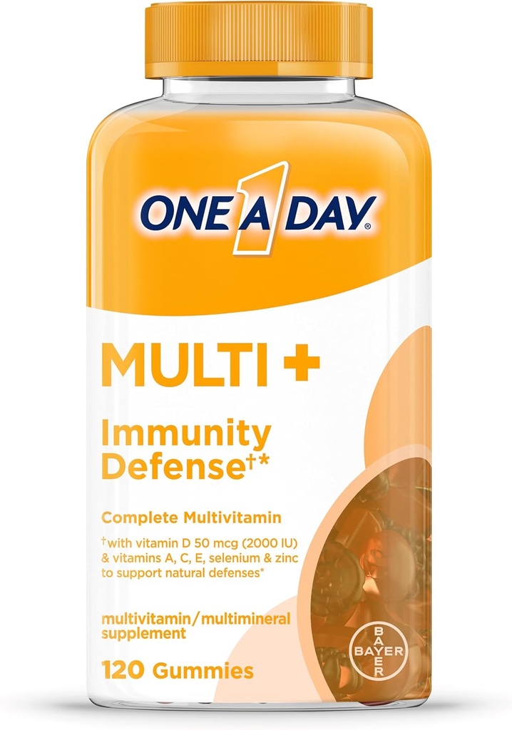 ONE A DAY Multi+ Immununterstützung Gummie, Immunität Multivitamin mit Vitamin D, Vitamin C, Vitamin E, Vitamin A, Zink und mehr, Gummy Vitamin, 120 Count
