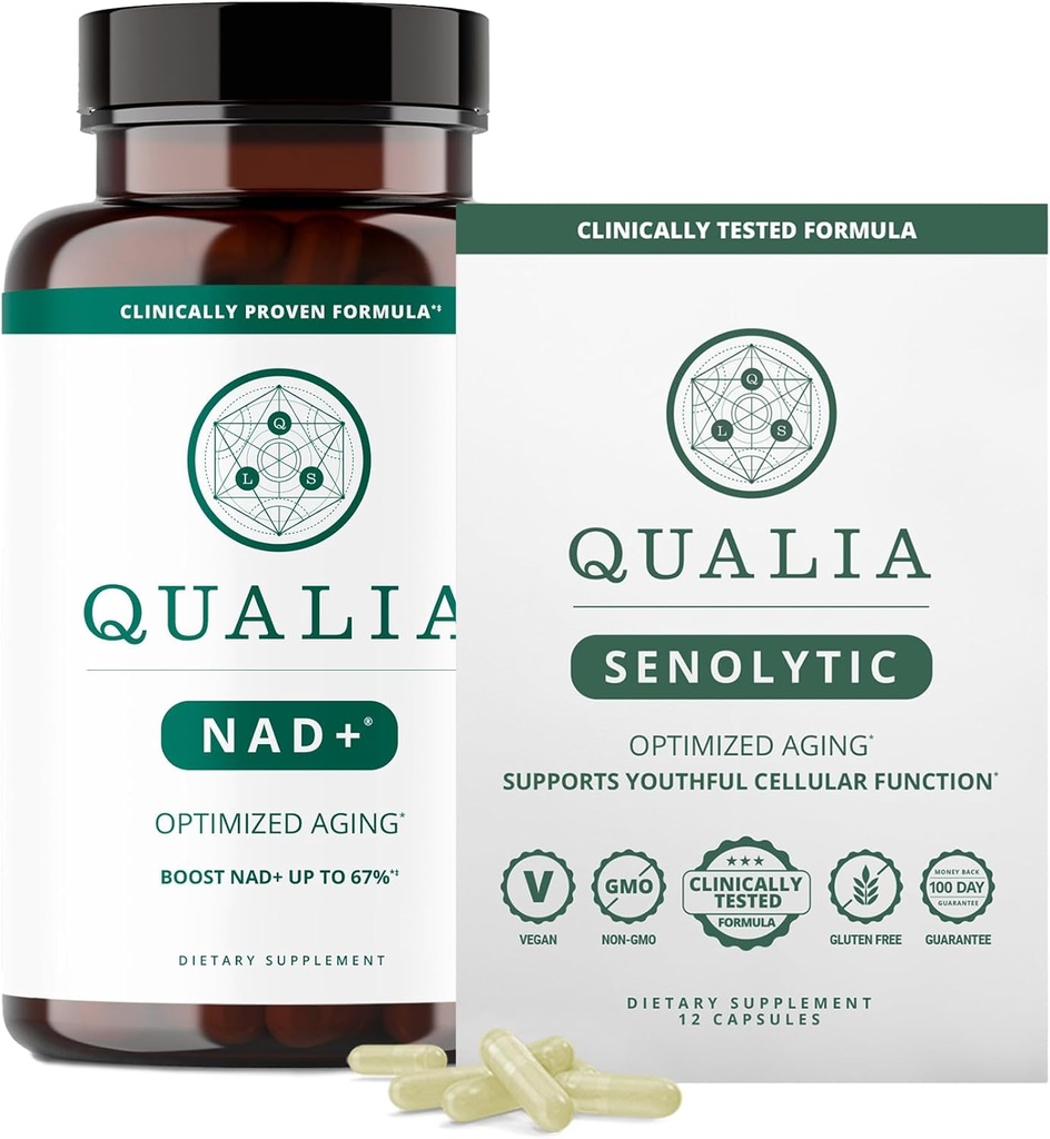 Qualia Life Sciences Bundle Qualia NAD+ & Qualia Senolytic, Klinisch getestet Ergänzung, Kann NAD+, Aging Supplement
