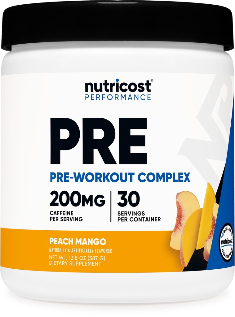 Nutricost Pre-Workout Complex Powder (30 Servings, Peach Mango) - Pre-Workout Supplement with Beta-Alanine, Taurine & Amino Acids