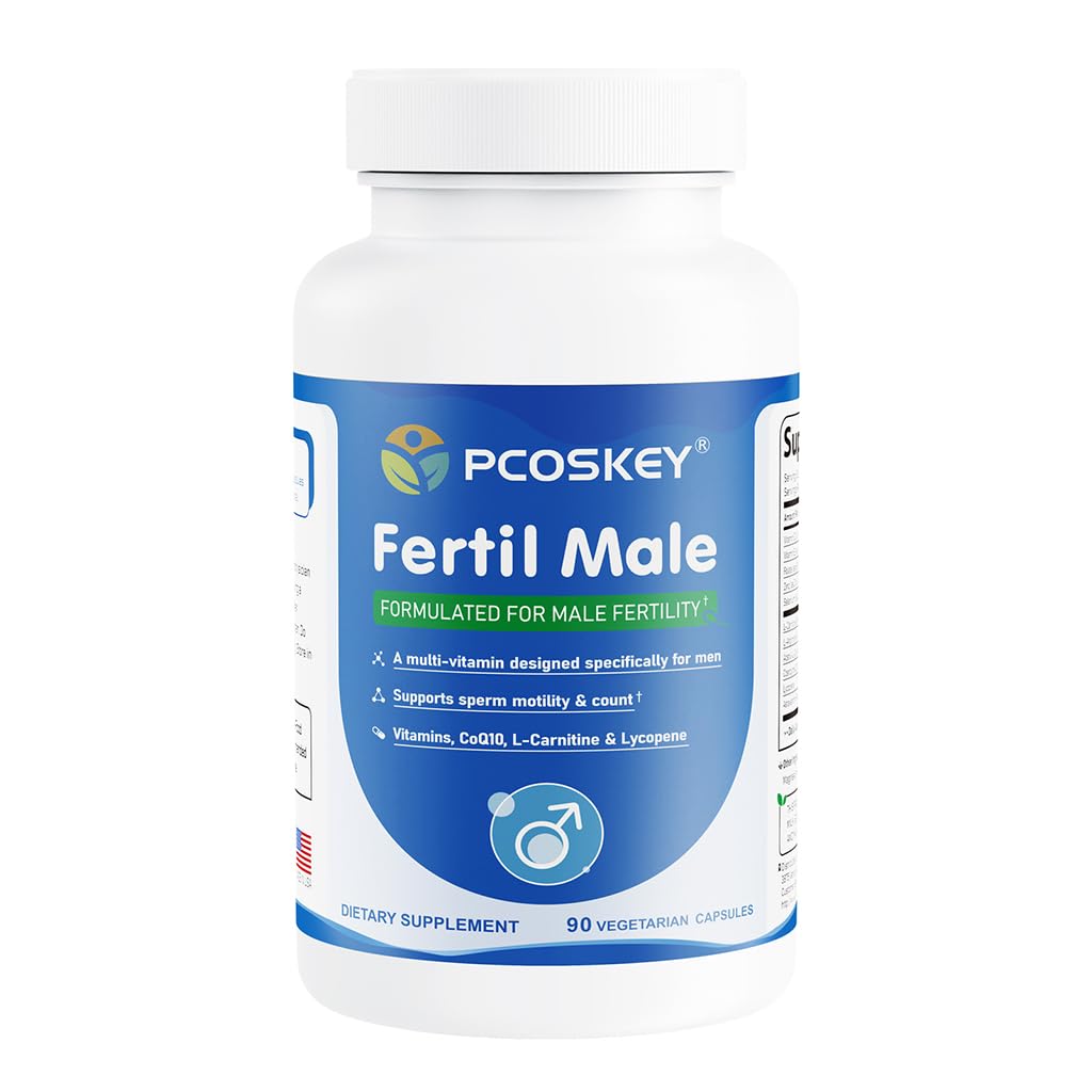 pcoskey® FertilMale | Male Fertility Supplement for Sperm Motility & Count | w/L-Carnitine, CoQ10, Zinc | Natural, Vegan | Made in USA, GMP Certified| 90 Capsules