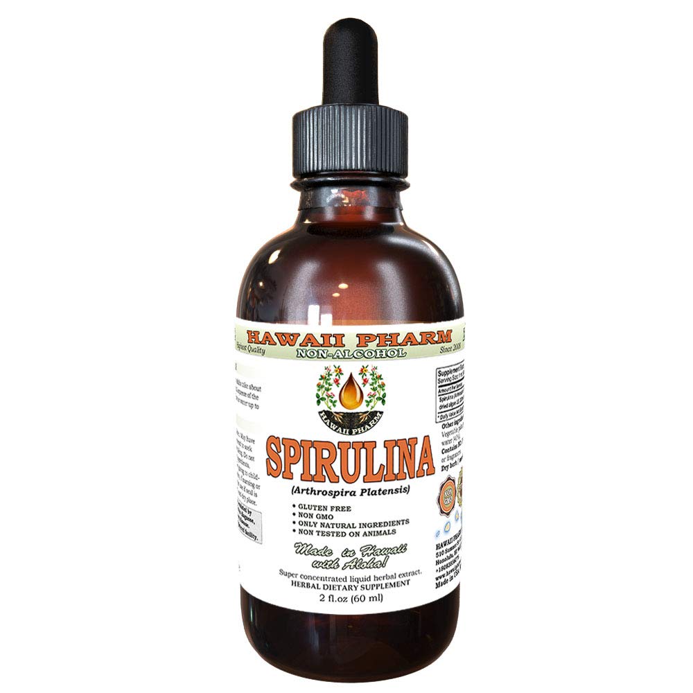 Spirulina Alcohol-Free Liquid Extract, Bio Spirulina (Arthrospira platensis) Getrocknete Algen Glycerite natürliche Kräuterergänzung, Hawaii Pharm, USA 2 fl.oz