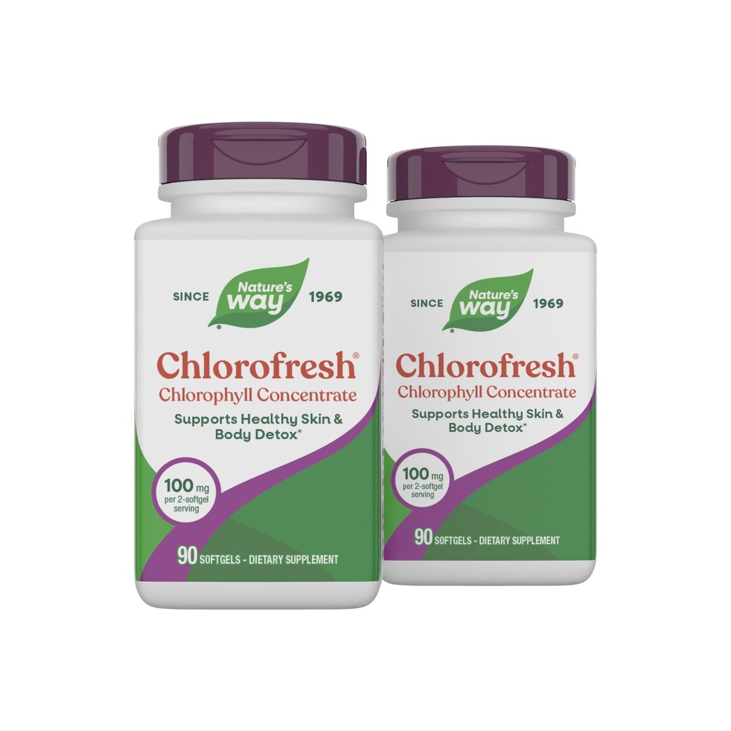 Nature's Way Chlorofresh Chlorophyll Concentrate Softgels, Chlorophyllin Copper Complex, Internal Deodorant Supplement, Supports Healthy Skin and Detox Pathways*, 90 Softgels (Set of 2)