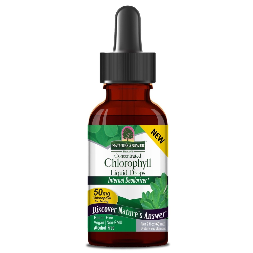Nature's Answer Alcohol-Free Chlorophyll 50mg 2oz Liquid | Internal Deodorant | Skin and Hair Support | Supports Immune Function, Detoxification | Gluten Free, Non-GMO | Single Count