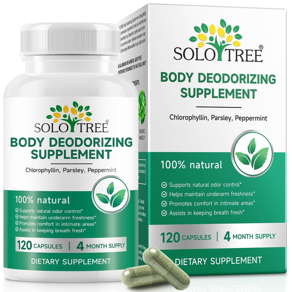 Chlorophyll Capsules - Body Deodorizing Supplement for Women & Men | Natural Internal Deodorant Tablets | Reduce Odor in Underarms, Intimate Areas & Oral | Vegan​​ | 120 Count