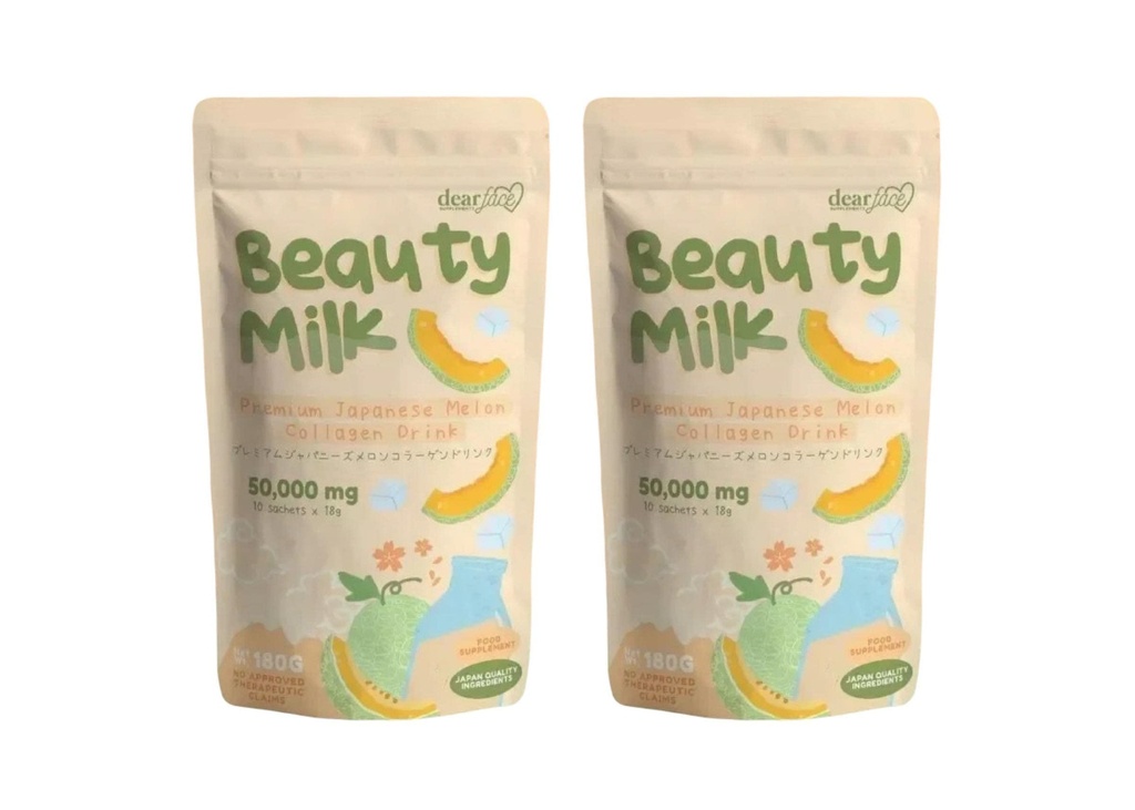 2 Packs Beauty Milk Japanese Collagen Melon Drink - 50,000mg Hydrolyzed Collagen