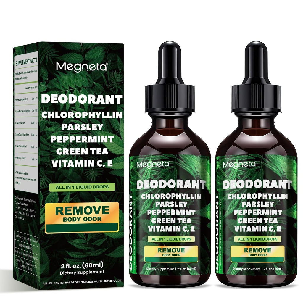 Liquid Chlorophyll Drops with Parsley, Peppermint & Green Tea – Natural Body Freshness & Inner Cleanse Support – 4 fl oz